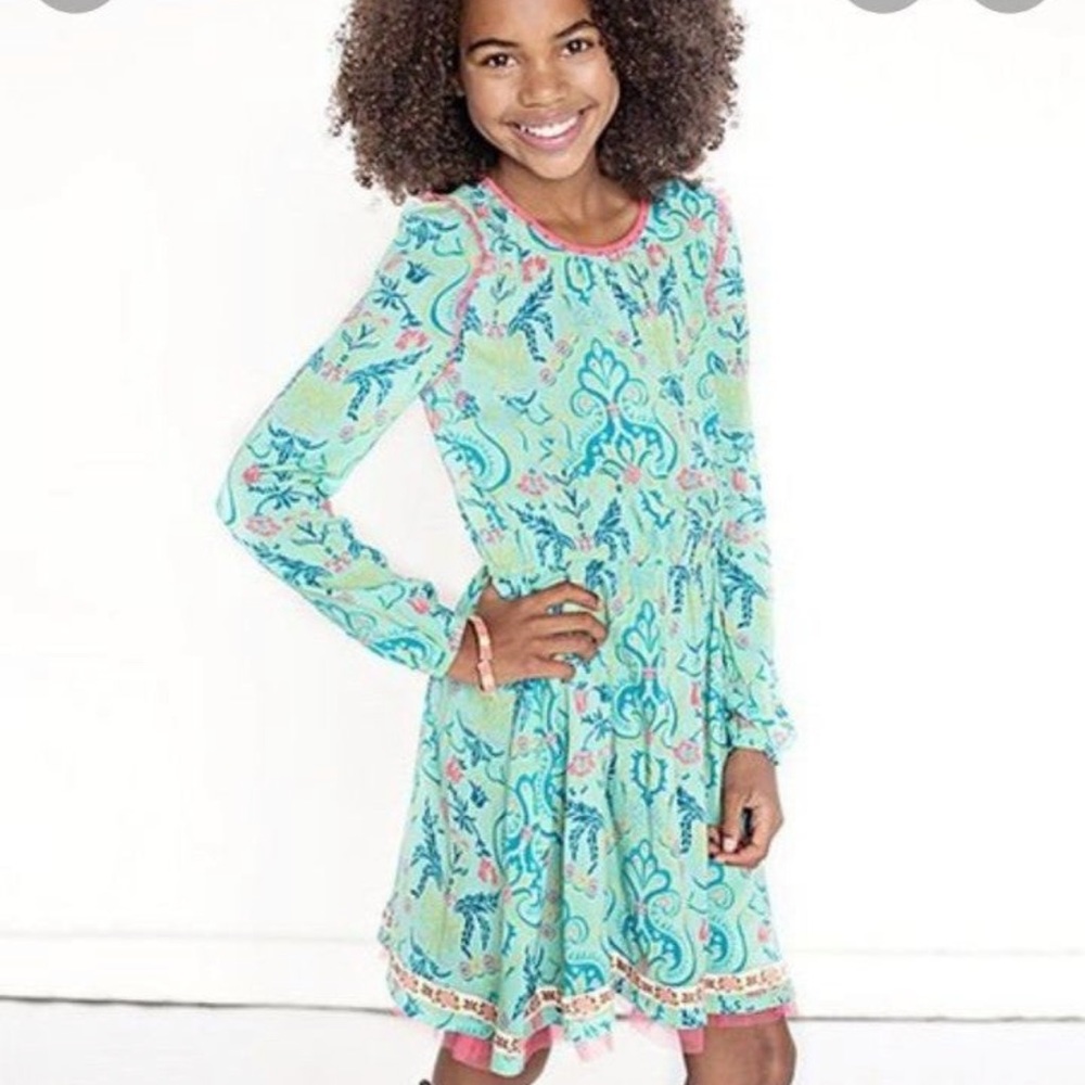 NWT Matilda Jane Clothing | Aqua Arabesque Fern Dress - Girls